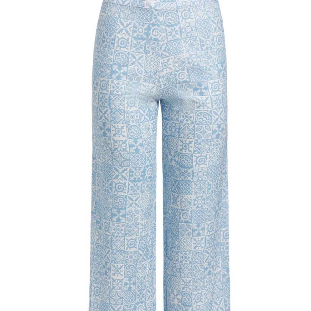 COCO SHOP High Waisted Wide Leg Pants in Blue Checkerboard M Medium NWT
